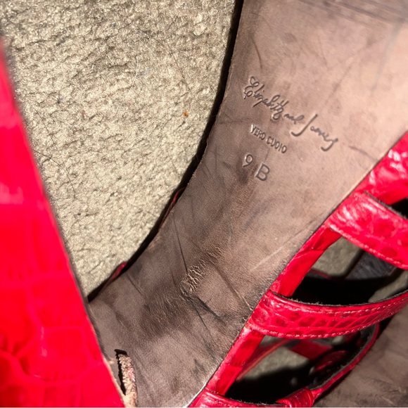 Elizabeth and James Red Manic Crocodile-effect Leather Sandals